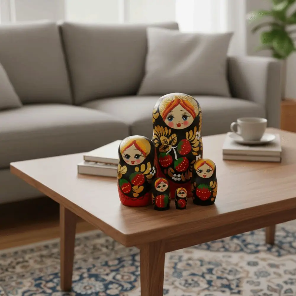 Desk Ornament 5 Layers Matryoshka Doll Handmade Wooden Nesting Dolls Cute Home Deocr Russian Nesting Doll Birthday Gift