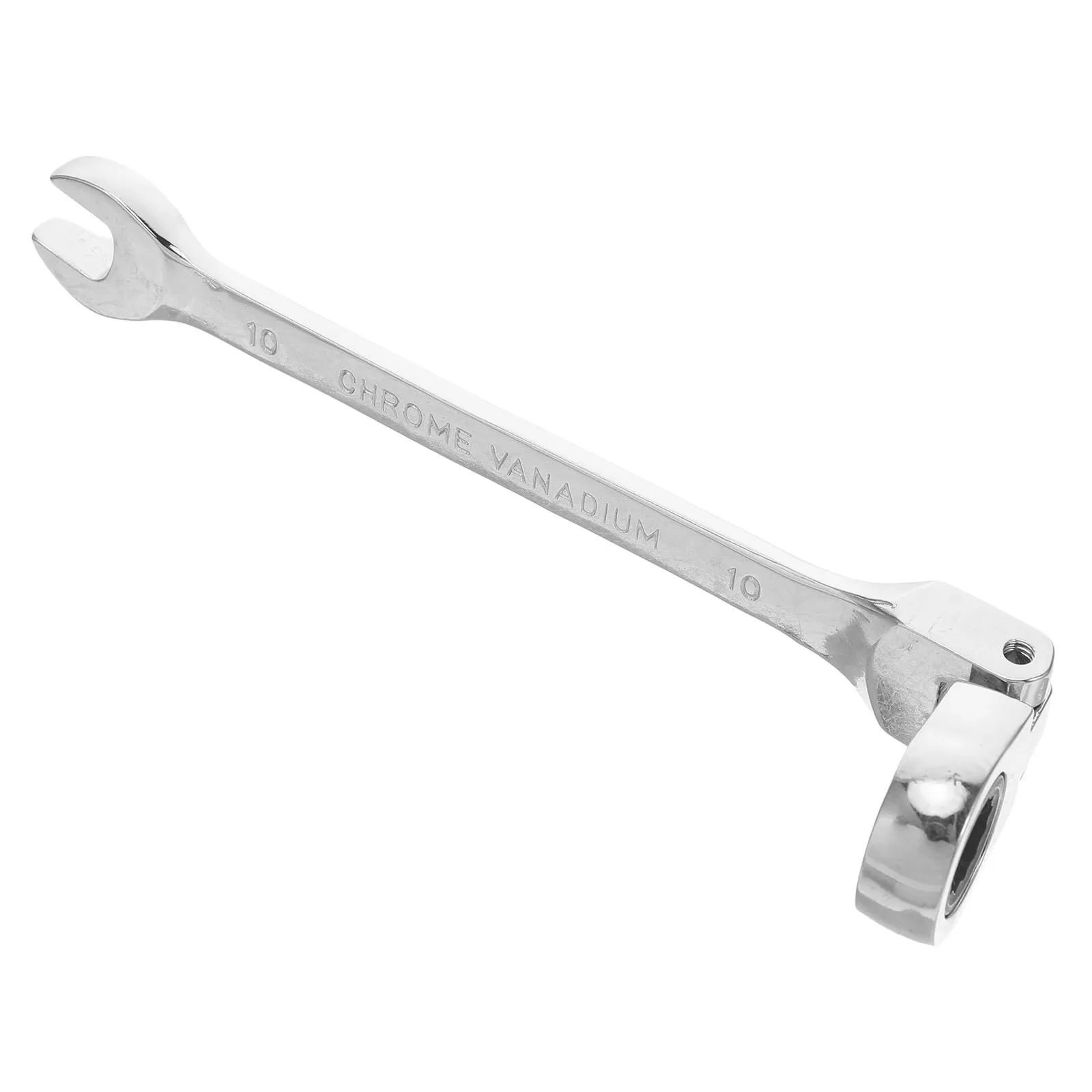 

Flexible Head Ratchet Combination 10mm Wrench Spanner Vanadium Steel Alloy Hard Durable for Home Factory Use Silver
