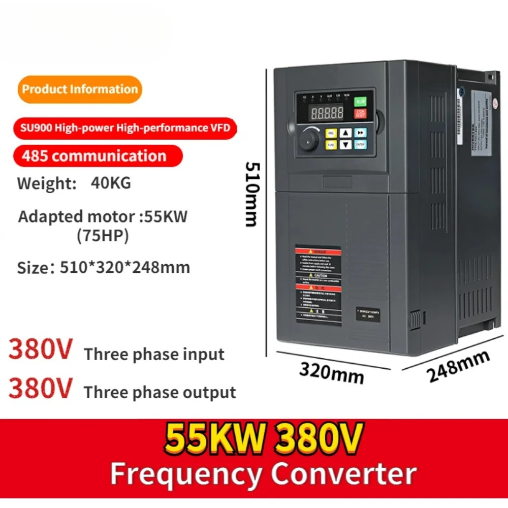 55KW High-performance VFD 380V Variable FrequencyDrive Inverter For 3-phase Motor speed control frequency converter