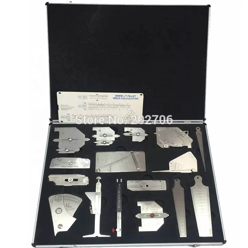 Stainless Steel Weld Gauge Set Combination Welding Inspection Tools 16pcs/set