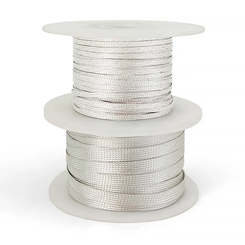 2~25mm Telescopic Braided Net Silver Plated Copper EMI Shield Sleeve Anti Interference Audio Video Signal Wire Protector