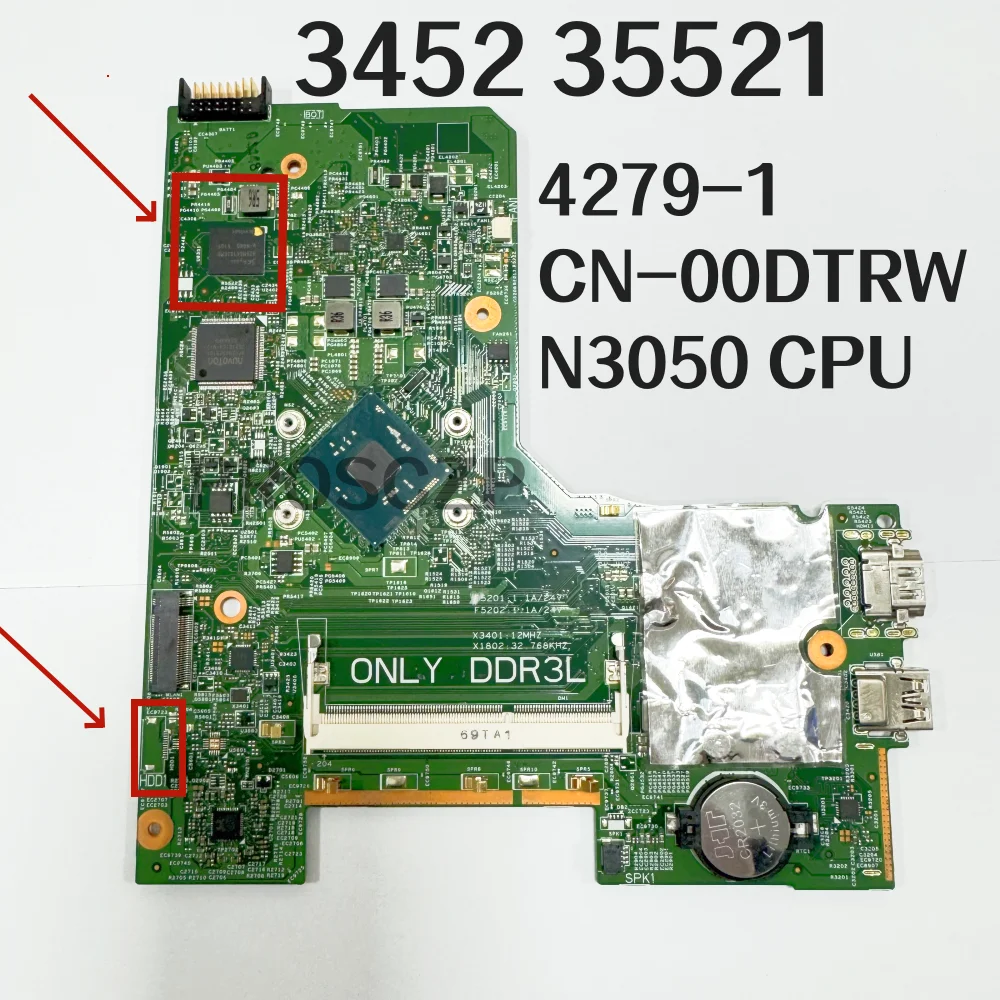 

14279-1 CN-00DTRW 0DTRW For INSPIRON 3452 3552 Laptop Motherboard PWB:896X3 With N3050 CPU Mainboard 100% Full Tested