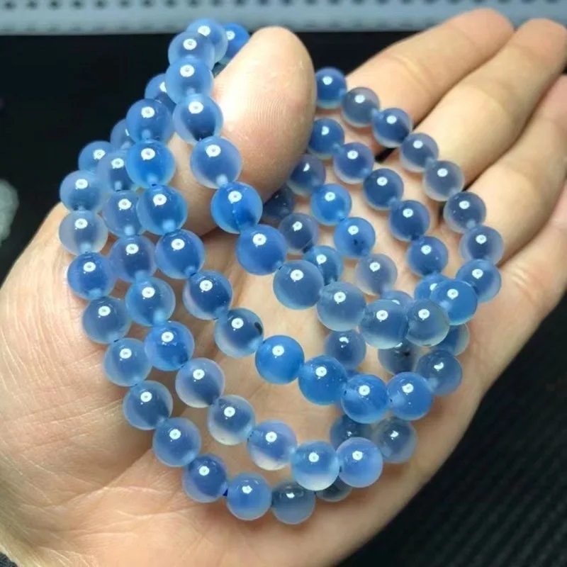 Rough Stone Sugar Heart Agate Ball Women'sBlue QinTransparent Moisturizing Bracelet