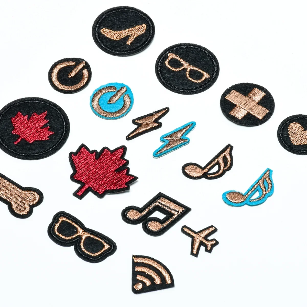 مجموعة بقع التطريز الصغيرة ملصقات القماش الذهبي DIY يزين لخياطة الملابس المنسوجات المنزلية الحديد Ons شارات WIFI بالجملة #3