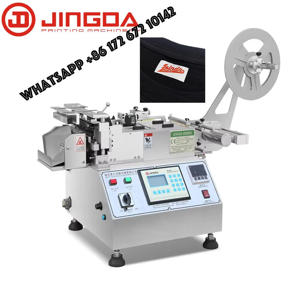 Best sellerJQ-3012 Jingda Small Size Hot and Cold Knife Satin Ribbon Label Cutting Machine for Nylon Taffeta, Cotton Tape and Pa