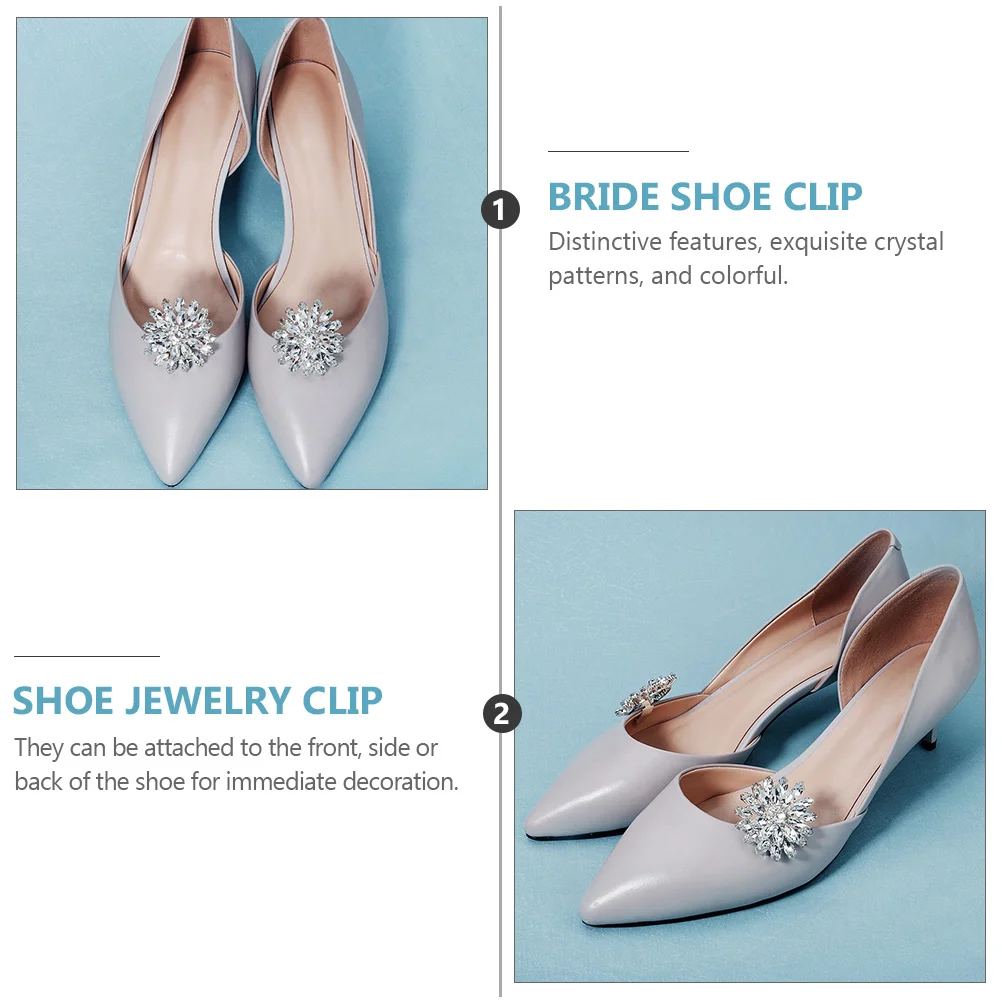 

High Heels Wedding Shoes Accessories Jewelry Decoration Clip Flower Buckle Clips Buckles Bridal Silver Women's