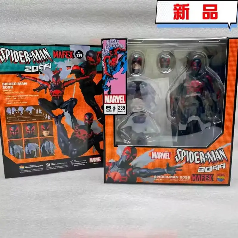 

New Anime Mafex 239 Spider Man 2099 Comic Version Action Figure Joint Mobile Handpiece Model Desktop Collectibles Toy Gift