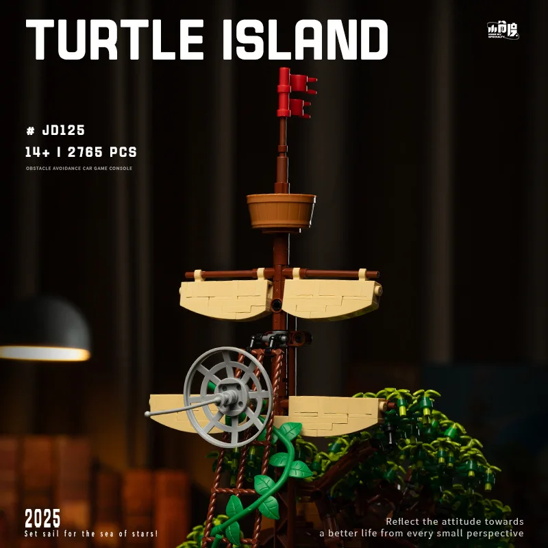 Bloques de construcción de Isla de tortuga de 53cm, figura eléctrica MOC, modelo de vista de calle grande, ladrillos ensamblados, juguete para regalo de colección JD125