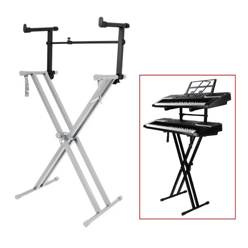 Adjusted Electronic Piano Second Tiers Stand Piano Keyboard Stand Electric Piano Holder Adjustable Stable Keyboard Rack