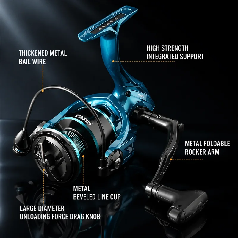 TEBEN Sea Tiger Blue Sea Spinning Reel Saltwater Resistant Corrosion‑Proof Economical Metal Long Cast Sea Lure Fishing Reel