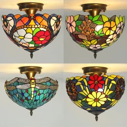 Tiffany Stained Glass Ceiling Lights Mediterranean Baroque Led Hanging Lamp Living Room Bedroom Kitchen Indoor Lighting Fixtures
