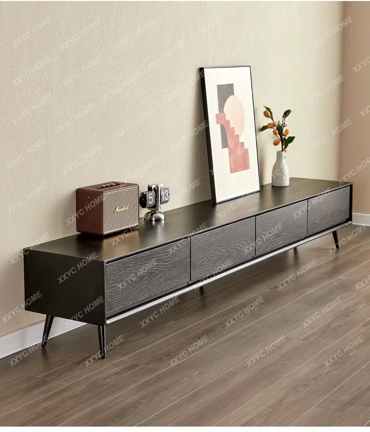 A  Nordic high-style floor-to-ceiling simple solid wood cabinet light luxury floor cabinet