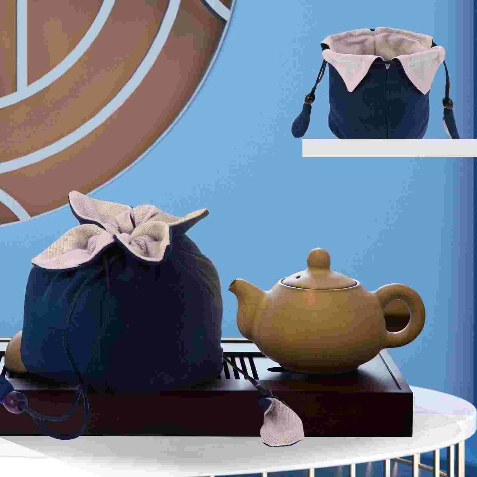 Cotton Linen Teapot Bag Fillable Cup Containers Kids Duffle Portable Storage Teaware Kung Fu Travel