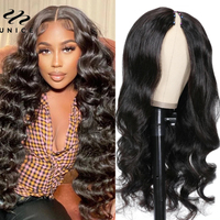 UNice Hair Body Wave V Part Wig Human Hair Natural Color Upgrade U Part Wig Minimal Leave Out No Lace No Glue Wig 150% Density