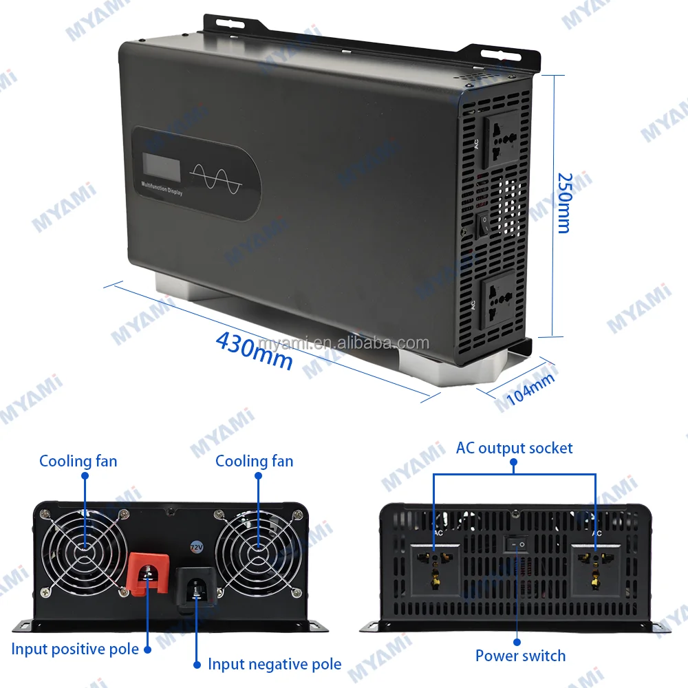 

3000W Pure Sine Wave Inverter 12V 24V 48V 60V 72V 96V DC to AC Power Inverter Single Phase Dual Output 110V/220V 50Hz/60Hz