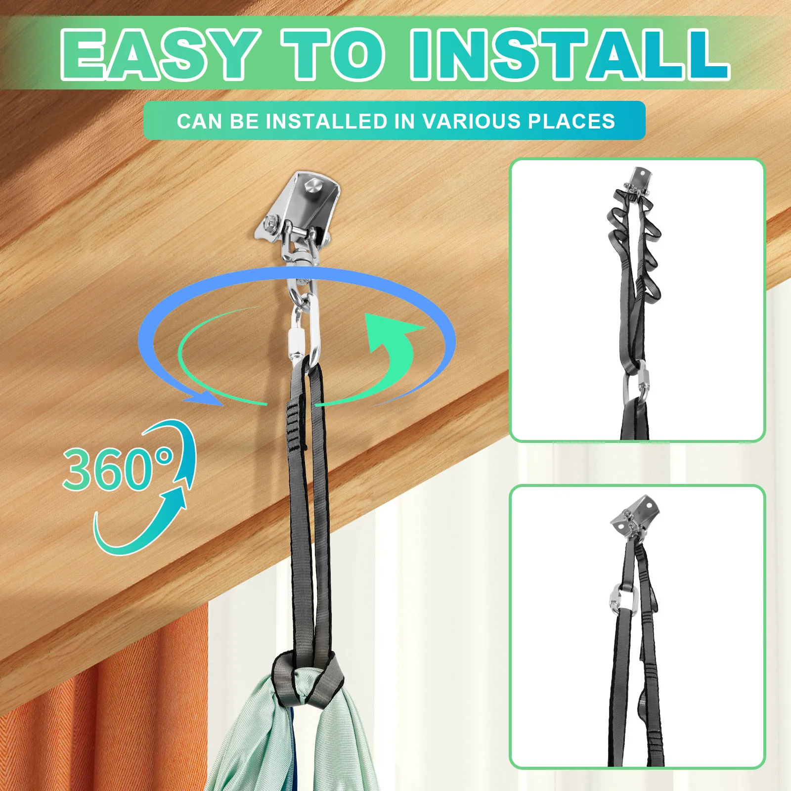 Altalene sensoriali per bambini Altalena coccole comoda a doppio strato con 360 °   Il gancio girevole può contenere fino a 200 libbre per adulti interni ed esterni