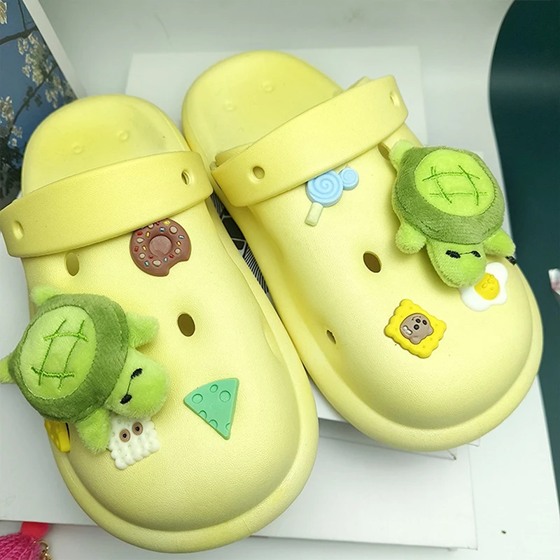 Fashion Kawaii Green Turtle Plush Shoe Decorations Accessories Charms For Sandals Shoe Charms Gift Idea For Birthday