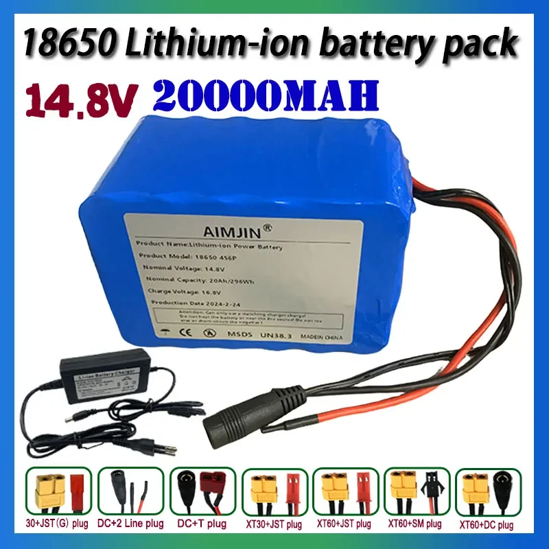 14.8V 20Ah 18650 lithium battery pack 4S6P 16.8V LED night fishing light heater miner's light amplifier battery