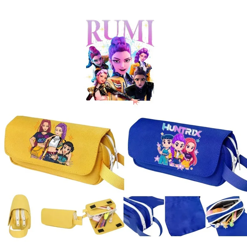 

Cartoon Kpop Demon Hunter Pencil Case Figure Huntrix Pen Bag for Students Stationery Double-Layer Makeup Bag Pen Pouch Gift ﻿