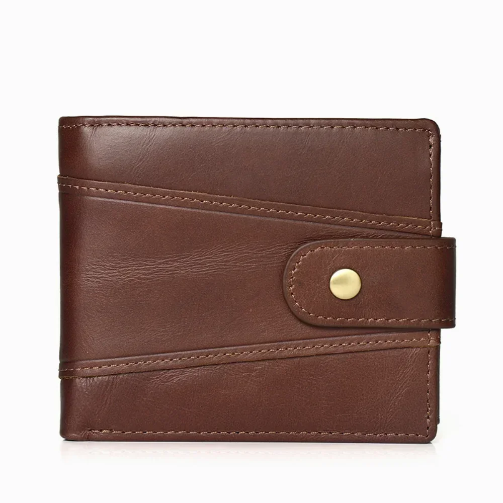 Men\'s Wallet RFID Vintage Genuine Leather Multifunctional 2 Fold Multi-card Coin Wallet Business Card Holder Money Bag Purse