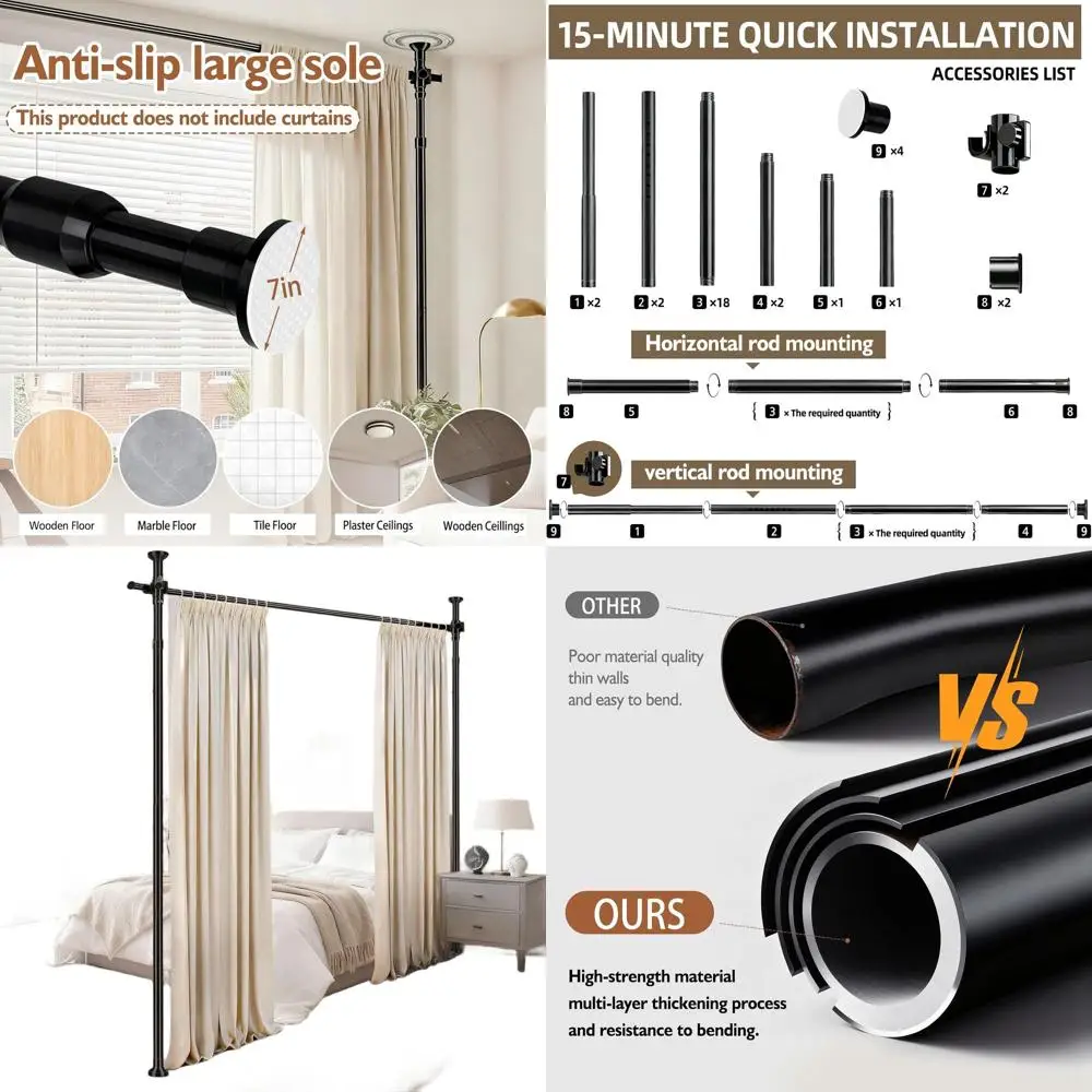 

Регулируемая карнизная перегородка для тяжелых условий эксплуатации, перегородка без сверления, 43–120 В x 35–100 Вт, черный