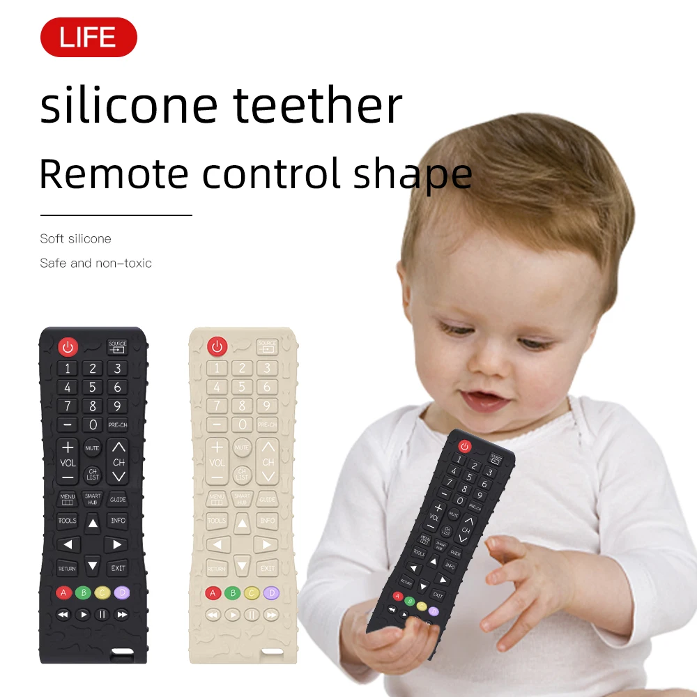 1PC TV Remote Control Shape Silicone Teething Chewing Sensory Baby Accessories Teether Toy