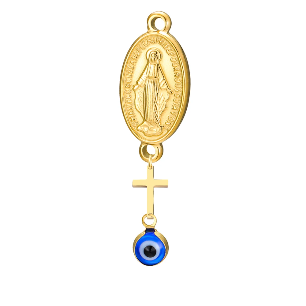 3 Stück wundersame Medaille, katholische Jungfrau Maria, Anhänger mit Kreuz, böser Augenschutz, Charm für religiöse DIY-Halskette, Armband – Detail 9