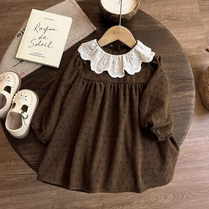 

Новинка 2025, весенне-осеннее хлопковое платье принцессы на пуговицах для девочек, повседневные платья для дня рождения и маленьких детей