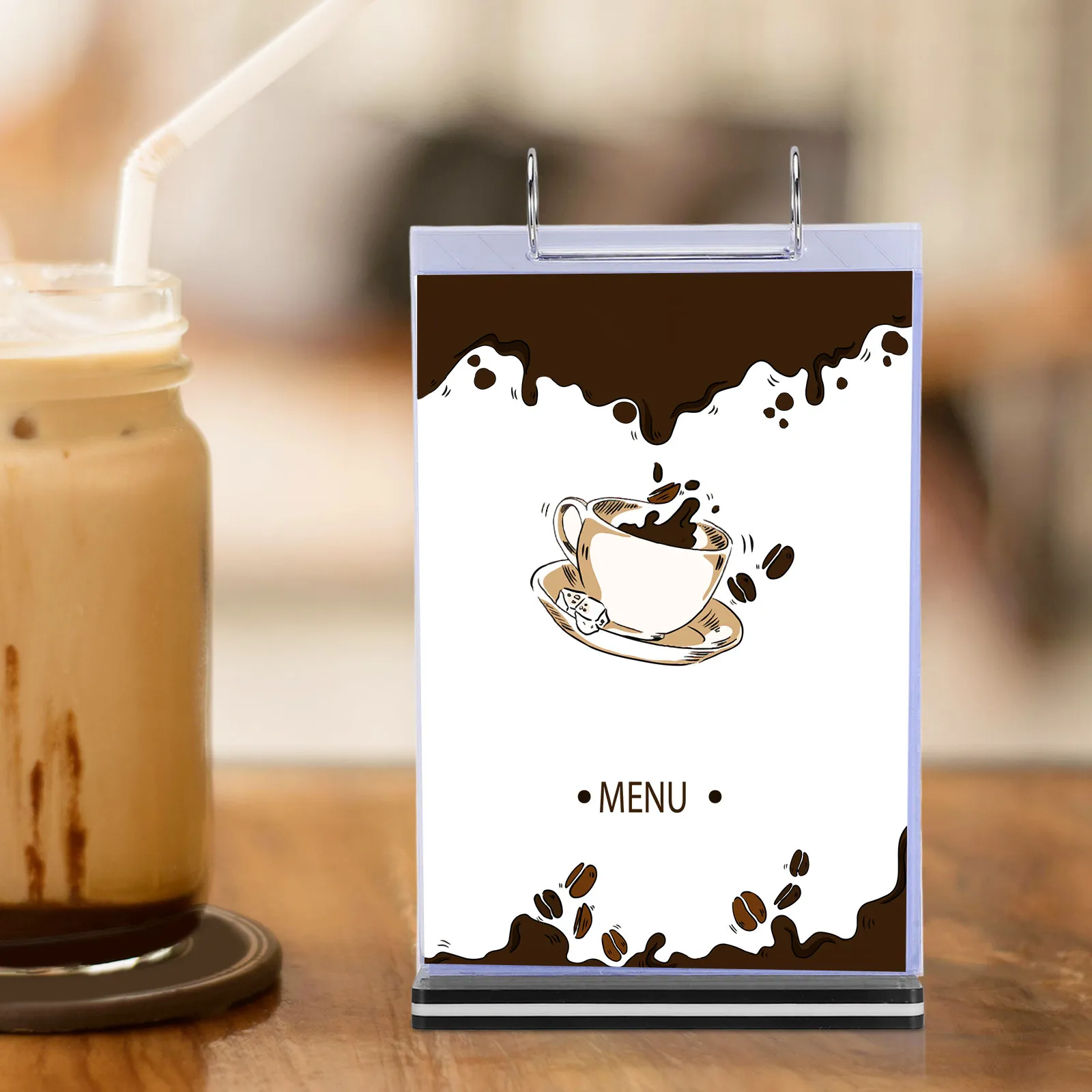 Plastic Menu Holder Stand Transparent Desktop Display Advertising Rack Table Holders Restaurant Supplies Menu Sleeves Flip