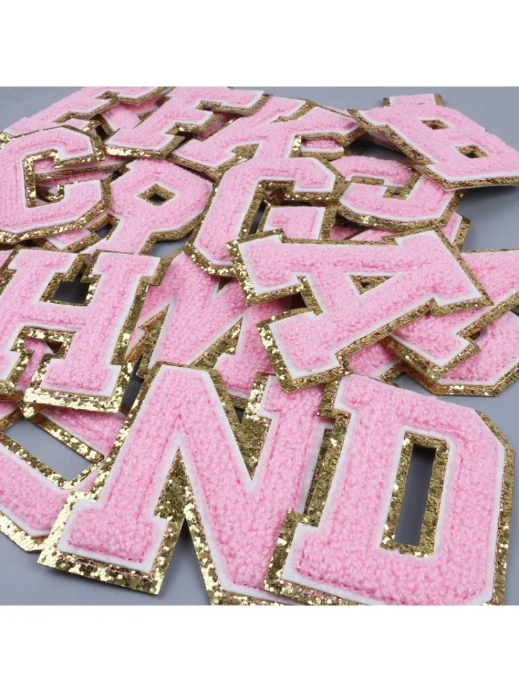 1 pièce/lot, patch brodé lettre anglaise rose 8 cm, pour vêtements, arts, artisanat et couture DIY, fournitures de couture pour vêtements