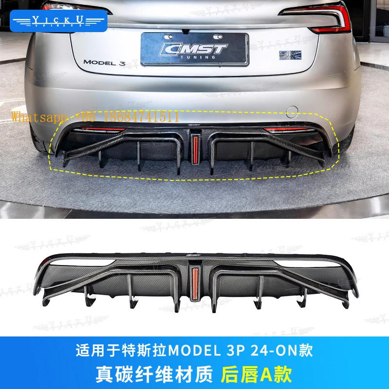 CMST Style Carbon Fiber Aero Kit Model 3 Highland Performance 2024-2025 LED Front Lip Canards Side Skirts Rear Diffuser