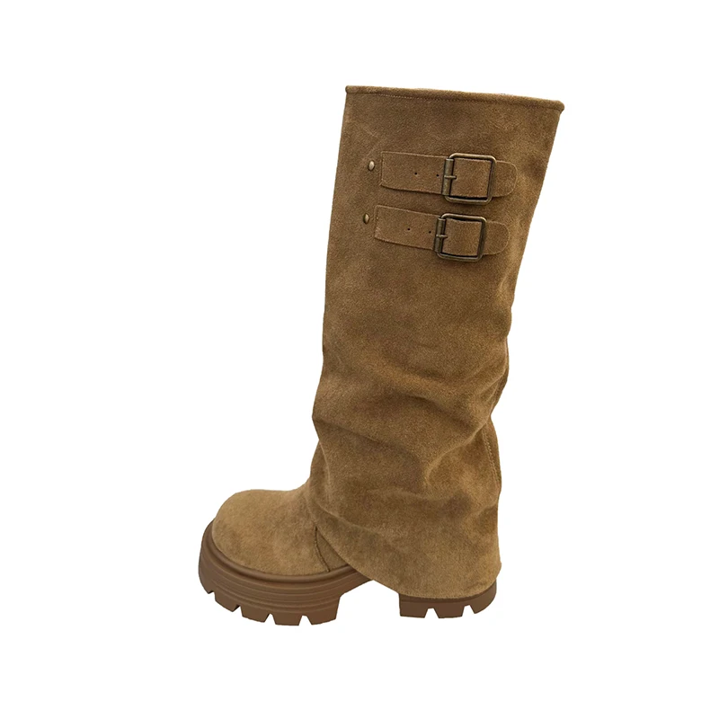 منصة عالية الكعب النساء أحذية عالية الشتاء أحذية مكتنزة 2025 موضة الجلد المدبوغ مضخات تشيلسي الأحذية الراحة عادية الثلوج بوتاس Mujer #6