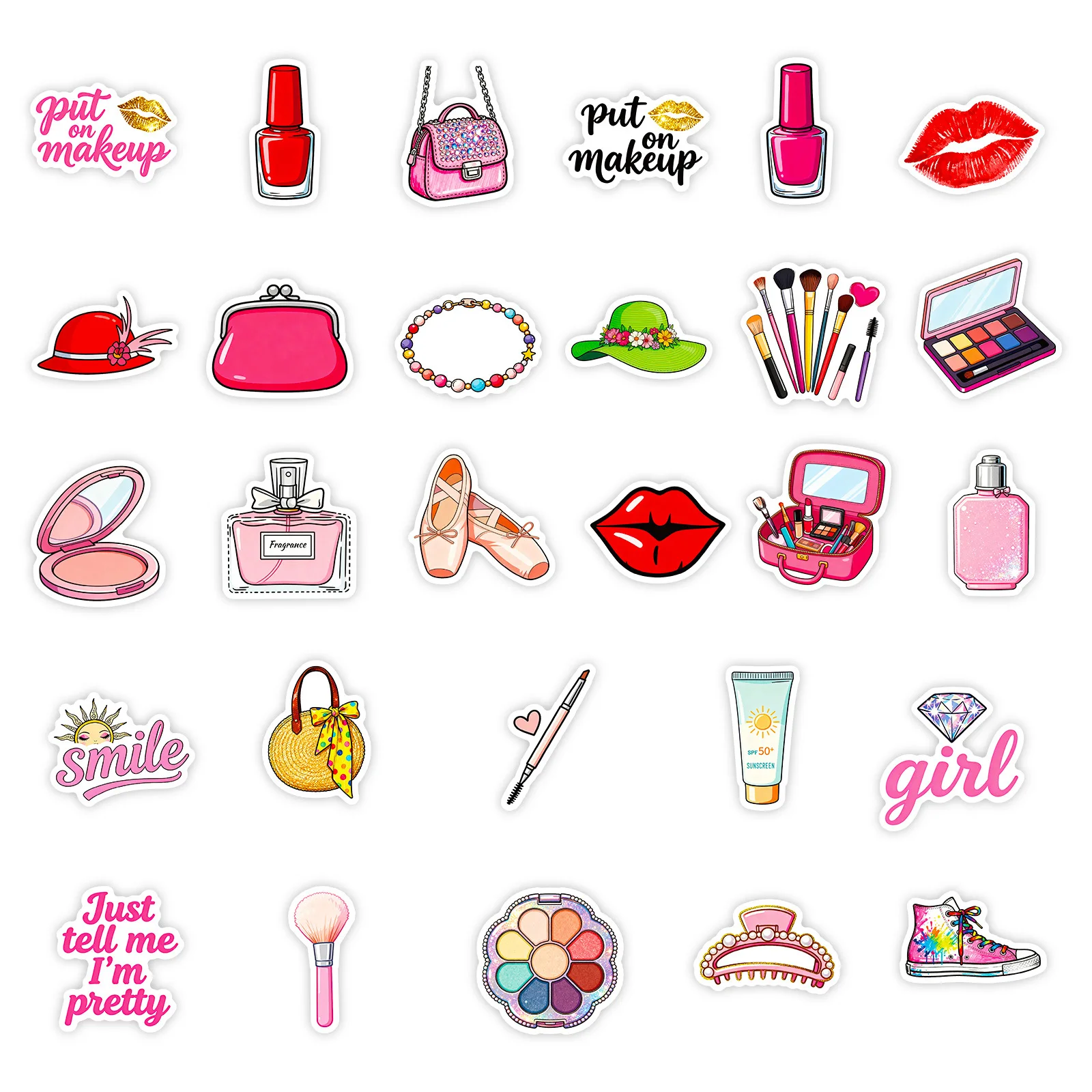 10/56 pçs série de maquiagem dos desenhos animados adesivos criativo graffiti decalque diy bagagem telefone guitarra scrapbook adesivo à prova dwaterproof água brinquedos do miúdo