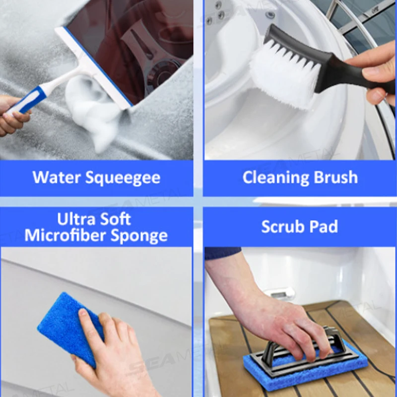 SEAMETAL 13pcs Car Cleaning Brush Set Multifunctional Brush Set Car Detail Cleaning Gloves with Towel Sponge Car Care Tools - Image 2