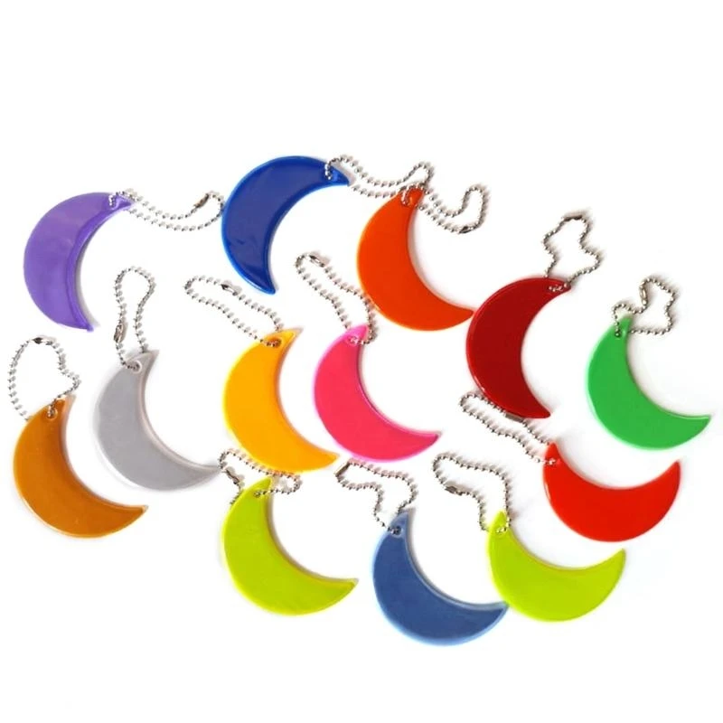 Reflector Pendant Marker For Night Cycling Bag Moon-Shaped Car Keyrings
