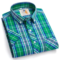 Camisa de manga corta para hombre, Camisa lisa, informal, formal, ajustada, suave, a cuadros, 100% algodón, 9xl talla grande, novedad de verano