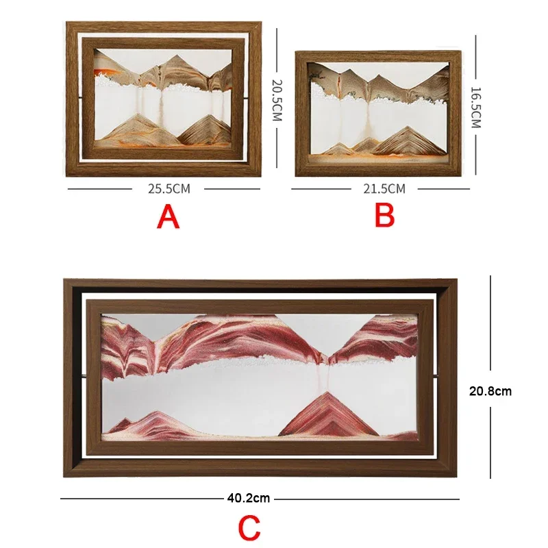 SandDeleMoving-Tableau d'art de sable mouvant, sablier 3D, verre carré, cadre en bois, peinture de sable coulant, cadeaux de décoration de bureau et de maison