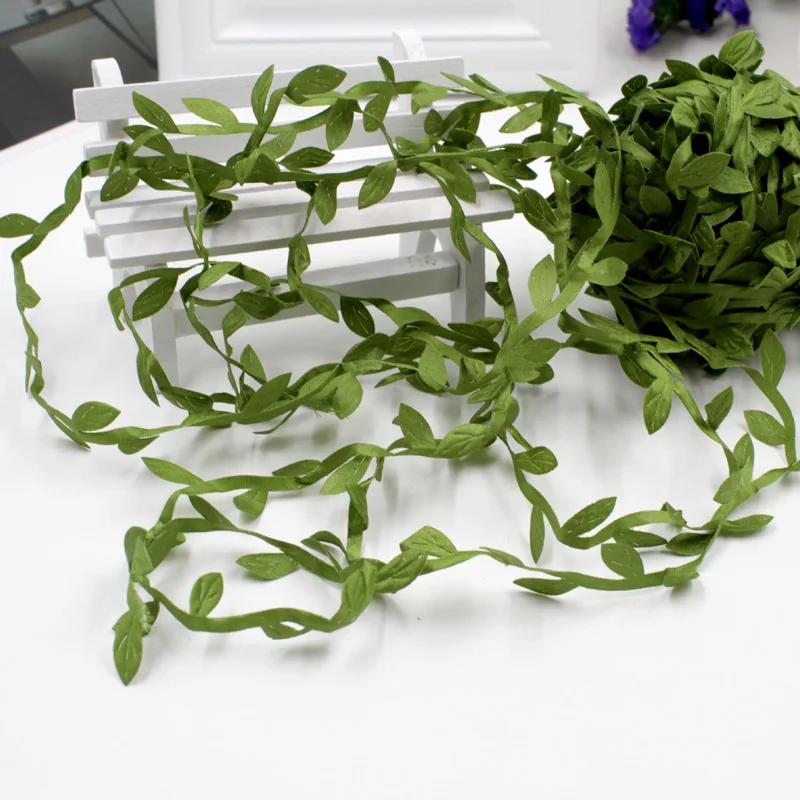 40M Artificial Vines Fake Hanging Plants Leaf Ribbon Trim Simulation Foliage Rattan Wedding Party Wreath DIY Craft  Decoration