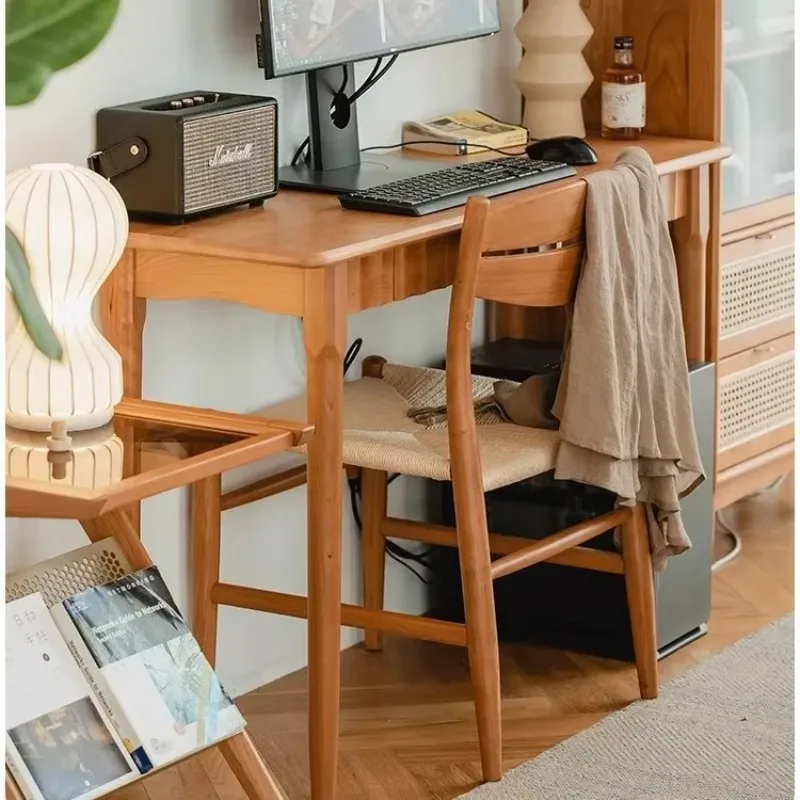 

Nordic solid wood long narrow table against the wall modern with drawers