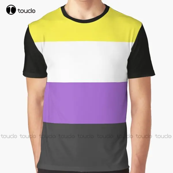 Seamless Repeating Non-Binary Pride Flag Pattern Graphic T-Shirt Custom Aldult Teen Unisex Digital Printing Tee Shirts Xs-5Xl