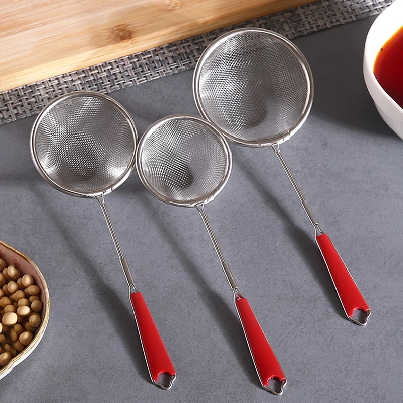 1pcs Fine Mesh Colander Strainer Stainless Steel Wire Sieve Sifter With Plastic Handle Kitchen Supplies Cooking Tools