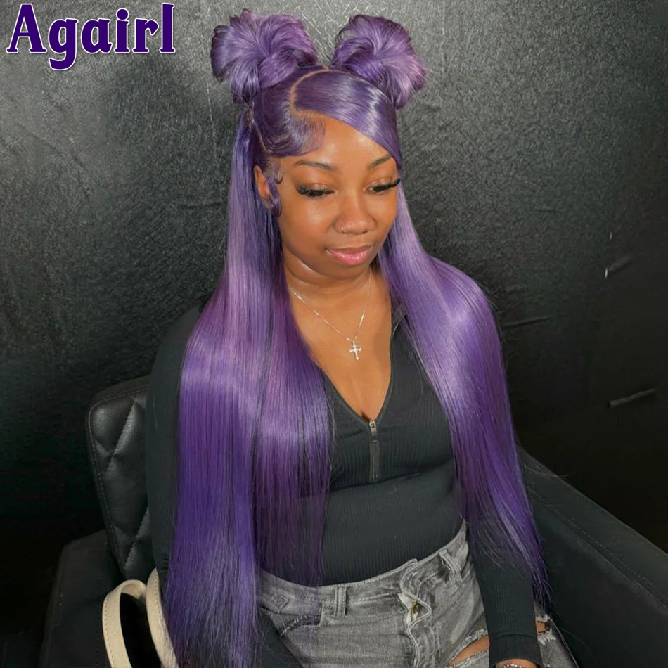 Lavender Purple 13x4 Lace Front Wig Colored Straight Wigs 13x6 Lace Frontal Human Hair Wigs PrePlucked With Baby Hair For Women