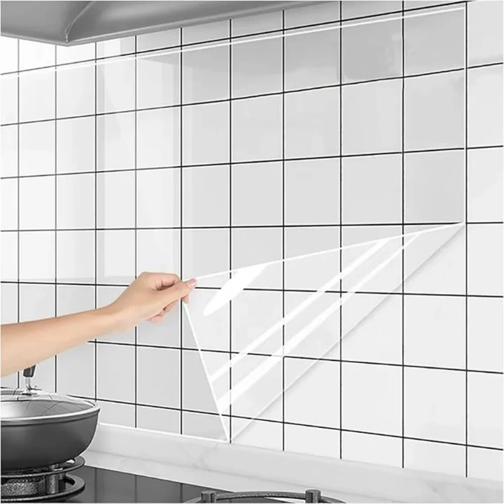 

Transparent Wall Protector Film Electrostatic Adsorption Protective Film Kitchen Oil Proof Wall Sticker Self Adhesive Wallpaper