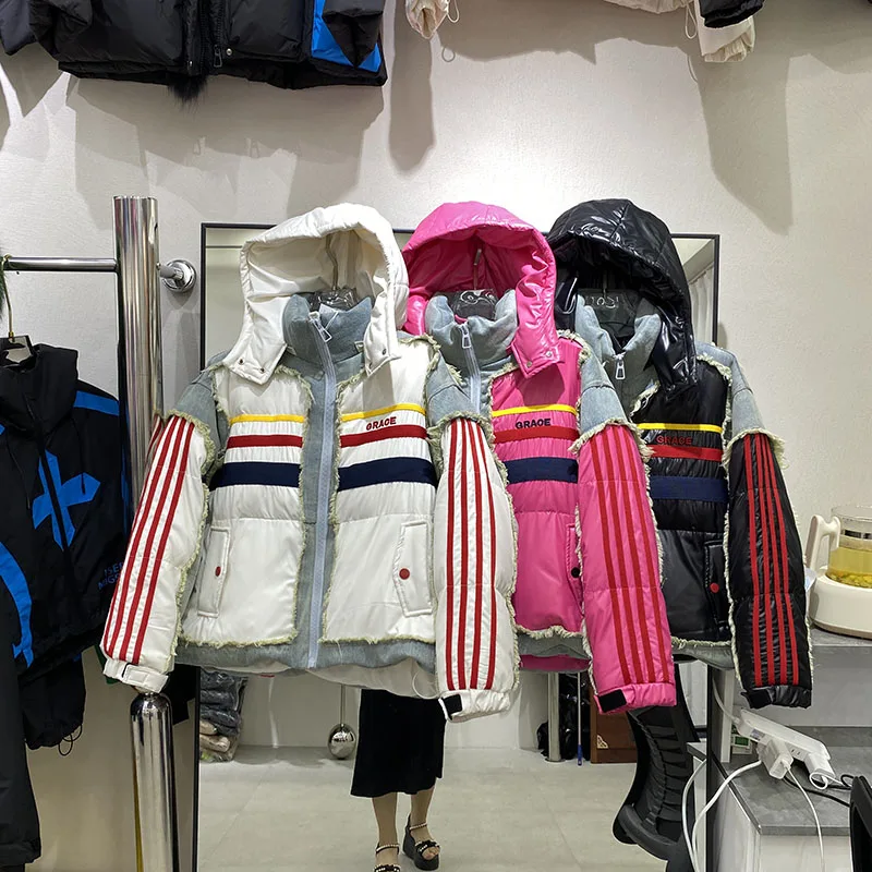 

Winter Warm High Quality Women Down Jacket 2025 New Fashionable Design Sense White Duck Down Hooded Hood Women Down Jacket H653