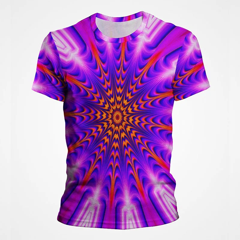 

Funny Abstract Colorful Vortex Pop T Shirts For Men 3D Abstract Art Whirlpool Printed Short Sleeves Kids Fashion Round Neck Tops