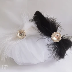 Elegant White Black Swan Lake Ballet Feather Headwear For Dance Wear Crystal Decoration,Nutcracker Ballet Hair