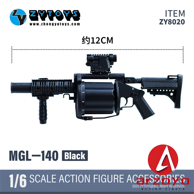 ZYTOYS ZY8020 1/6 Plastikowy Model Broni MGL-140 MGL-SHORT Model Wyrzutni Granatów Akcesoria Pasują do Figurki Żołnierza 12''