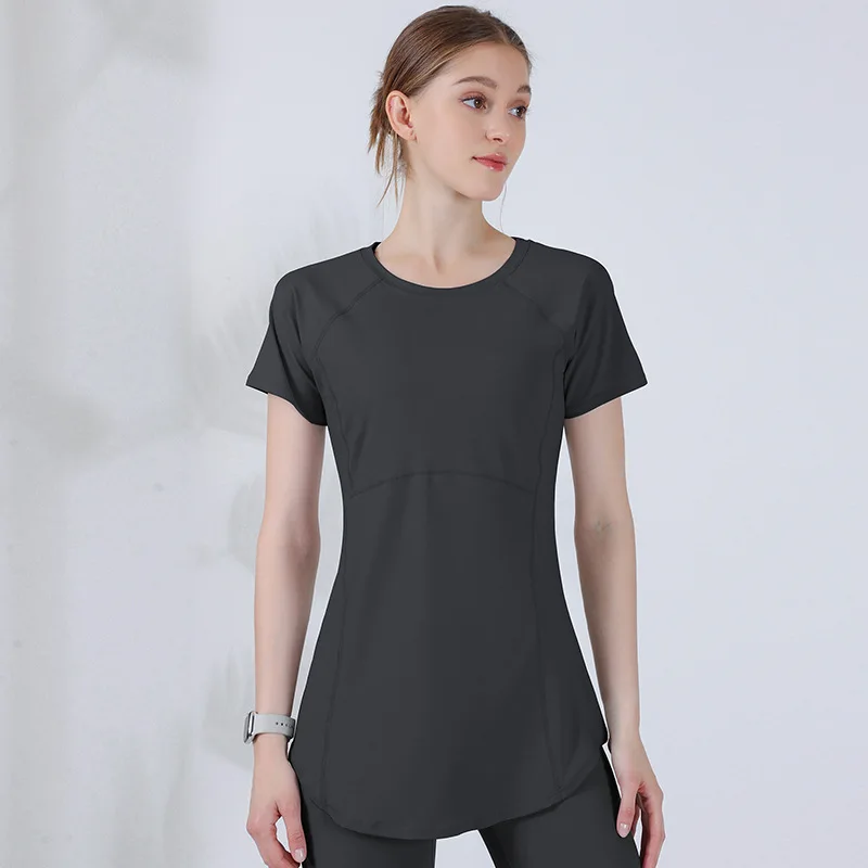 Summer Yoga Shirts Women Breathable Short Sleeve Sport T-shirt Quick Dry Slim Running Shirt O-Neck Gym Fitness Top Blouse Female