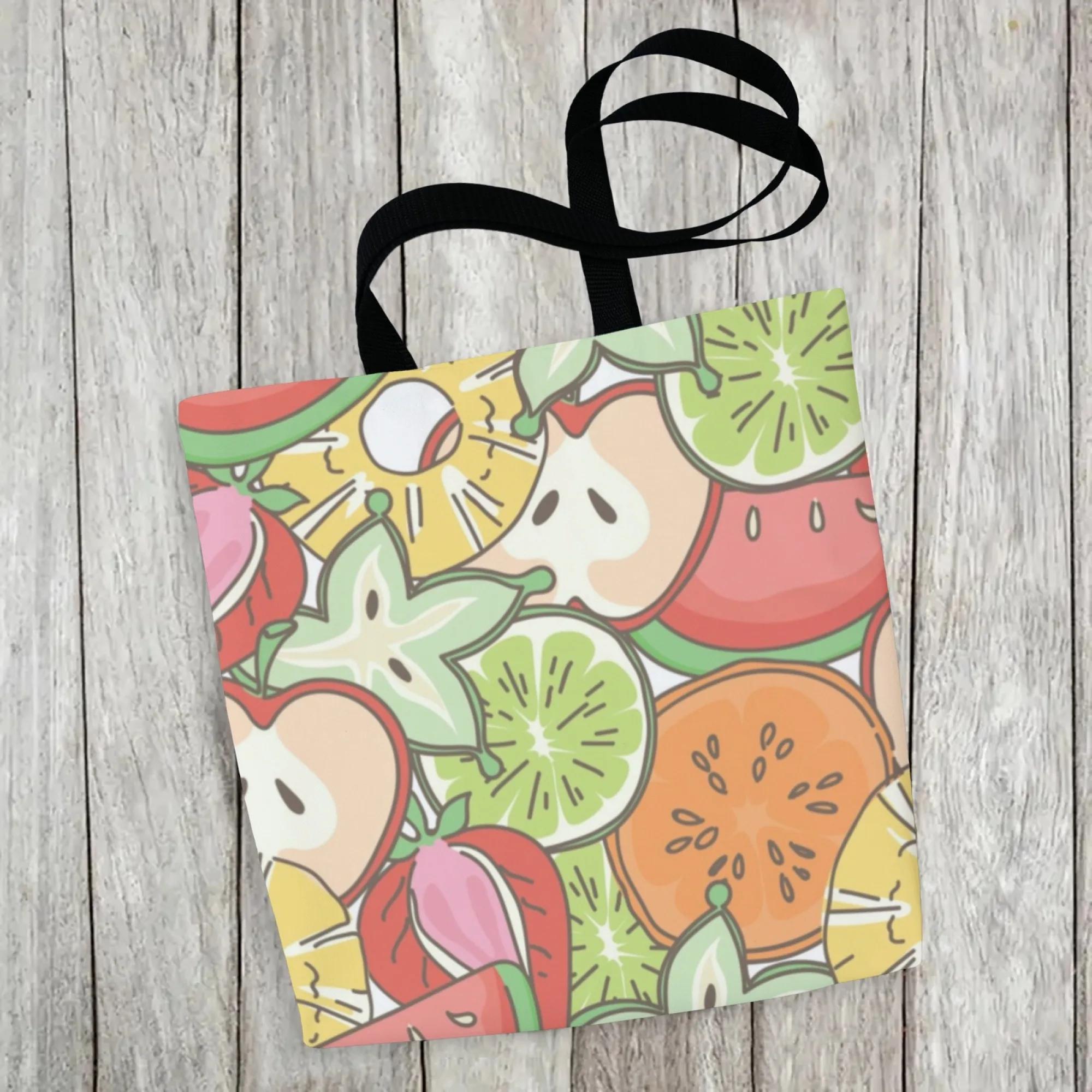 Eco-Friendly Cartoon Fruit Canvas Tote Bag Cute Fruit Illustration Shoulder Bag for Women Ideal for Eco Summer Daily Outings