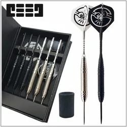 FX Quality 6 PCS Professional White/BLACK Darts with Free Case 25g Steel Tip Darts Iron Copper Barrel for Indoor Game Sports